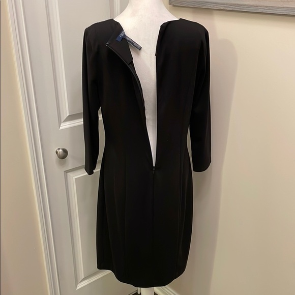 Chaps Gray and Black Dress 3/4 Sleeve Crew Neck EUC 12 - Picture 7 of 13